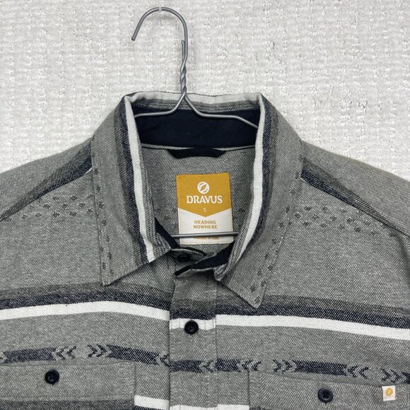 NWT Dravus Shirt Mens S Grey Aztec Print AOP LongSleeve Button Up Flannel Skate - Picture 2 of 13